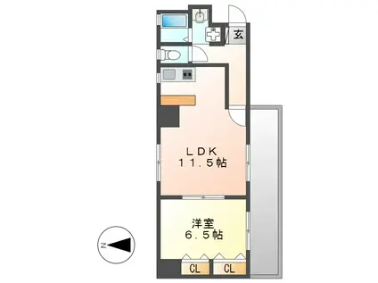 L.A上前津(1LDK/8階)の間取り写真