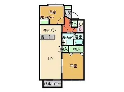 サン・スリーゼ(2LDK/2階)の間取り写真