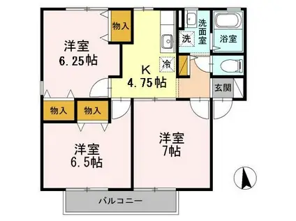 メゾンロゼールB棟(3K/2階)の間取り写真