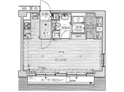 プレール・ドゥーク高輪(ワンルーム/11階)の間取り写真
