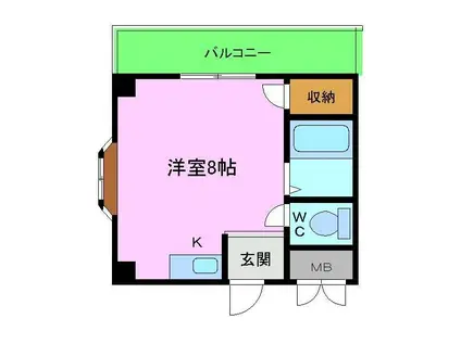 スカイ南花台(ワンルーム/3階)の間取り写真