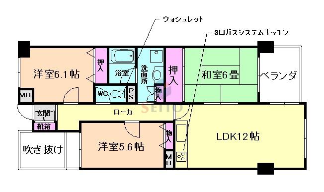 ティアラ豊中(3LDK/4階)の間取り写真