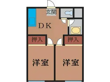 メゾン渡辺(2DK/1階)の間取り写真