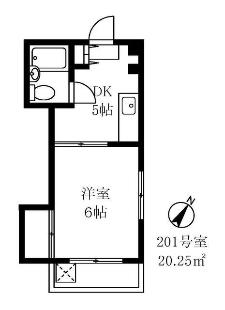ベルシャトル(1DK/2階)の間取り写真