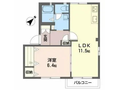 フォーレス沢野南A棟(1LDK/2階)の間取り写真