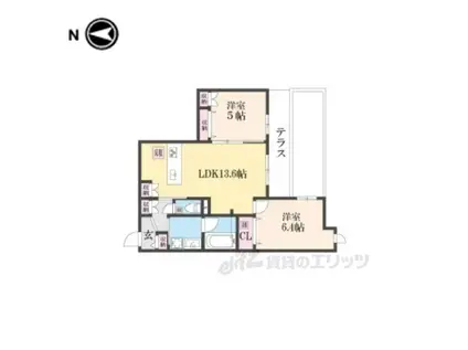 SORAIRO HILLS 空彩ヒルズ(2LDK/1階)の間取り写真