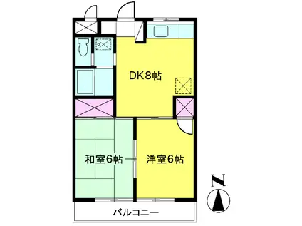 山路ハイム狭山(2DK/3階)の間取り写真