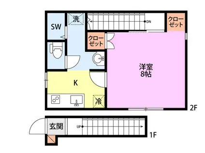 L COLLECTION柳都弐番館(1K/2階)の間取り写真