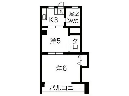 鶴マンション(2K/1階)の間取り写真