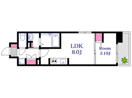 エスポワールI(1LDK/4階)の間取り写真