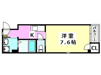 ローズミード総持寺(1K/1階)の間取り写真