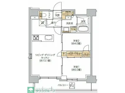 リビオメゾン西麻布(2LDK/9階)の間取り写真