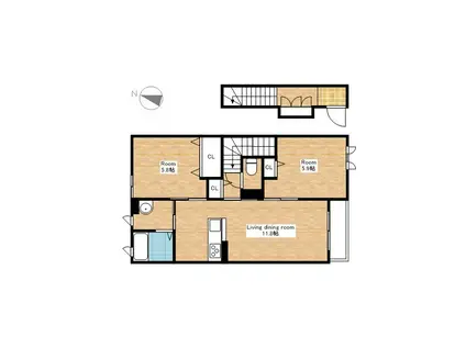 オクサリス(2LDK/2階)の間取り写真