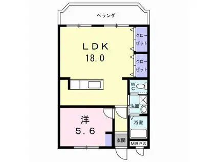 第1三正マンション(1LDK/1階)の間取り写真