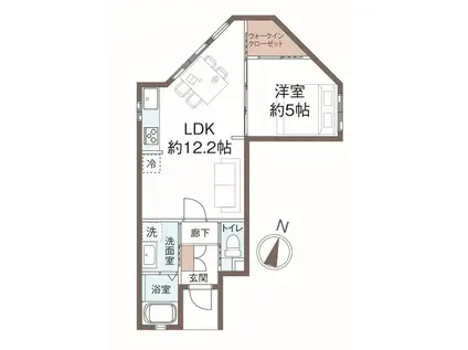 カーサヴェルデ洗足 (1LDK/1階)の間取り写真