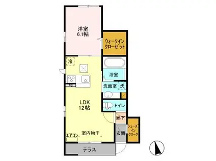 グランドソレイユIV(1LDK/1階)の間取り写真