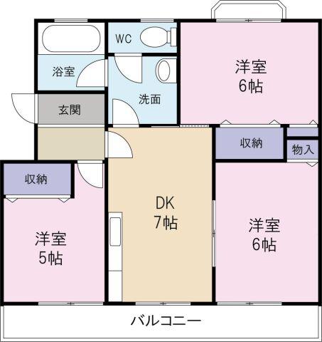橋川マンション2(3DK/1階)の間取り写真
