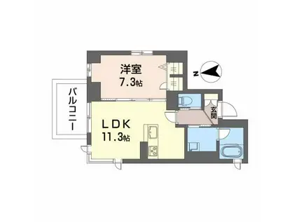 シャーメゾン新寺II(1LDK/4階)の間取り写真