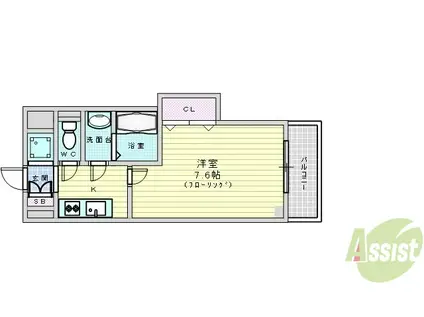 LUXE新大阪4(1K/8階)の間取り写真