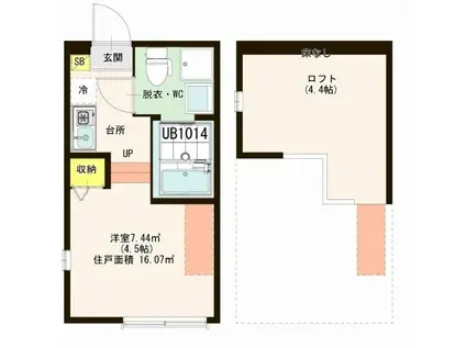 アクティ上大岡(1K/1階)の間取り写真