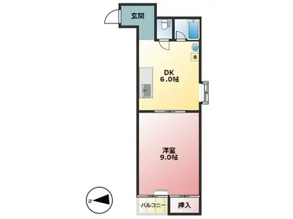 ハイツキャピタル(1DK/3階)の間取り写真