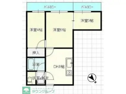 ブルーベイHONJO3(3DK/3階)の間取り写真