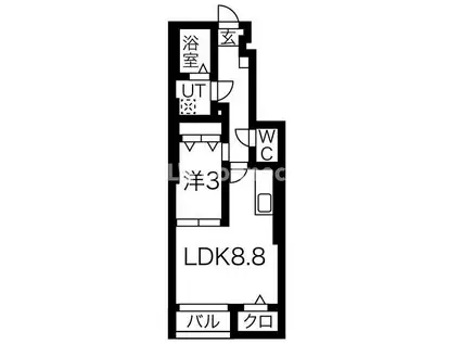 SEINE北稲葉(1LDK/1階)の間取り写真