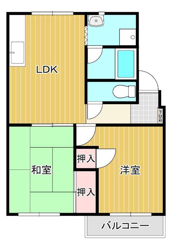 サンヴェルジュIII(2LDK/1階)の間取り写真