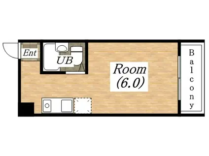 ピーチヴィラ桃谷(ワンルーム/2階)の間取り写真