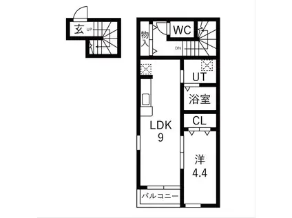 サンテラス郡山(1LDK/2階)の間取り写真