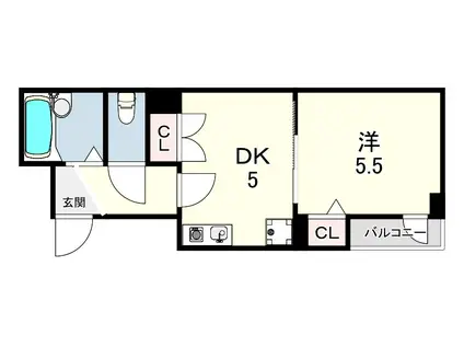 ポコアポコ明石本町アネックス(1DK/3階)の間取り写真