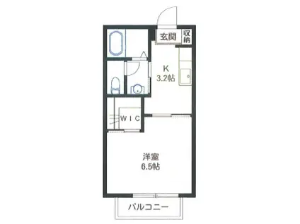 ソレイユ・ルヴァン(1K/2階)の間取り写真