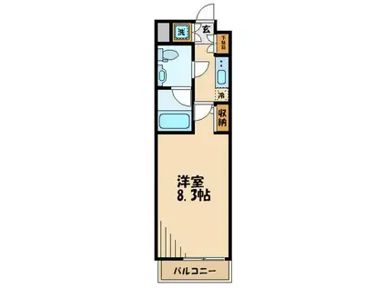 スパシエソリデ世田谷砧(1K/4階)の間取り写真