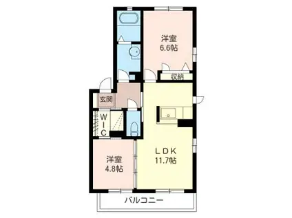 エスぺランサB(2LDK/2階)の間取り写真
