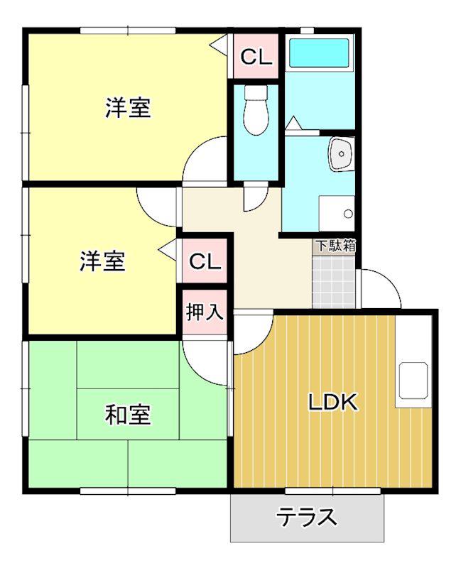 プライムII(3DK/1階)の間取り写真