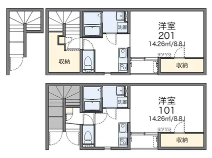 レオネクストキャトルボッシュ(1K/2階)の間取り写真