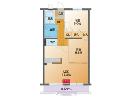 CAVALLINORAMPANTE(2LDK/1階)の間取り写真