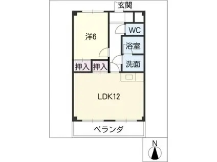 青木マンション(1LDK/2階)の間取り写真