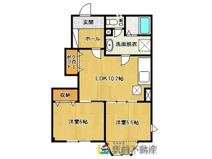 サクセス筑前二番館(2LDK/1階)の間取り写真