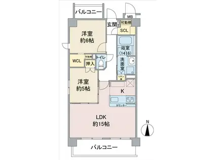 GLOSSY LIFE 藤が丘(2LDK/1階)の間取り写真