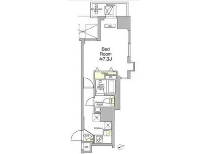グラシアプレイス川崎駅前(1K/2階)の間取り写真