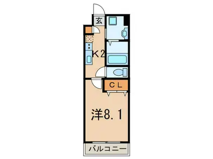 オキザリス(1K/2階)の間取り写真