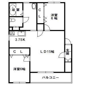 グランデ17(2LDK/2階)の間取り写真