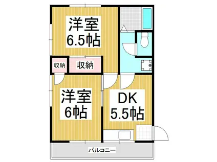 アパートパノラマ(2DK/2階)の間取り写真