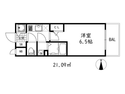 シオンコウベベイサイド(1K/4階)の間取り写真