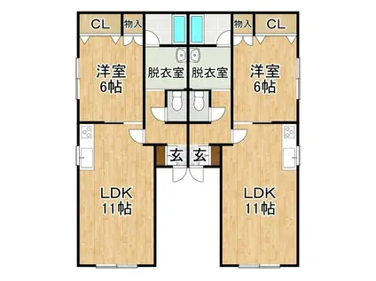 光陽MS中札内B棟(1LDK/1階)の間取り写真