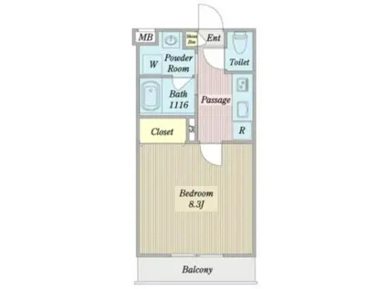 フォレスト リオ(1K/1階)の間取り写真