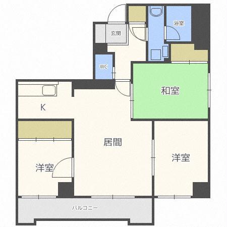 地下鉄東西線 南郷７丁目駅 徒歩3分 9階建 築33年(3LDK/5階)の間取り写真