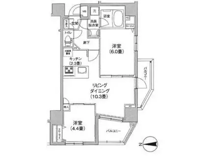 ルフレリバーサイド町屋(2LDK/8階)の間取り写真