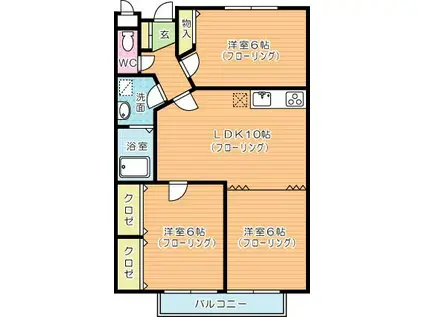 ボヌールII(3LDK/2階)の間取り写真